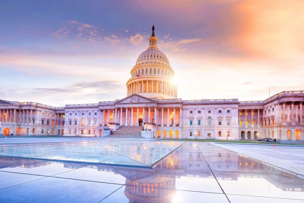 U.S. Capitol building at sunset