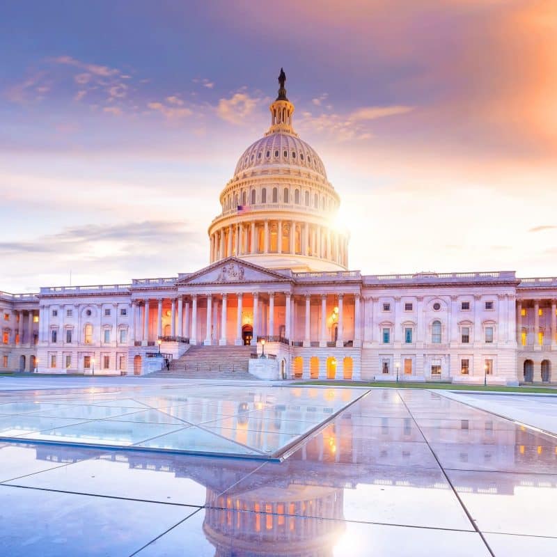U.S. Capitol building at sunset