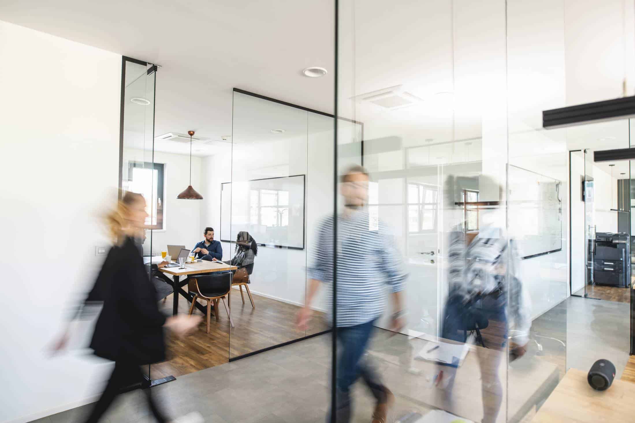 Modern office with glass partitions