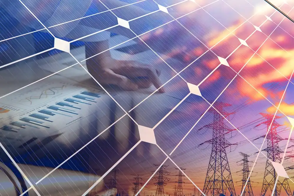 Solar panels and energy analysis concept