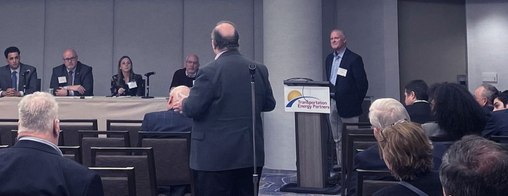 Panel discussion at a conference event.