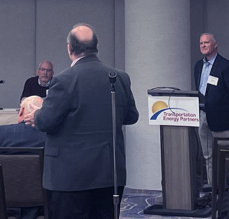 Panel discussion at a conference event.