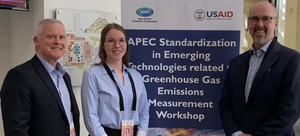 Chris Hessler, Richard Corey, and Lynn Heller present on GHG monitoring at APEC Workshop.